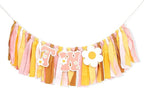 UOAOU Groovy Two Birthday High Chair Banner – Retro Daisy Hippie 2nd Birthday Decorations