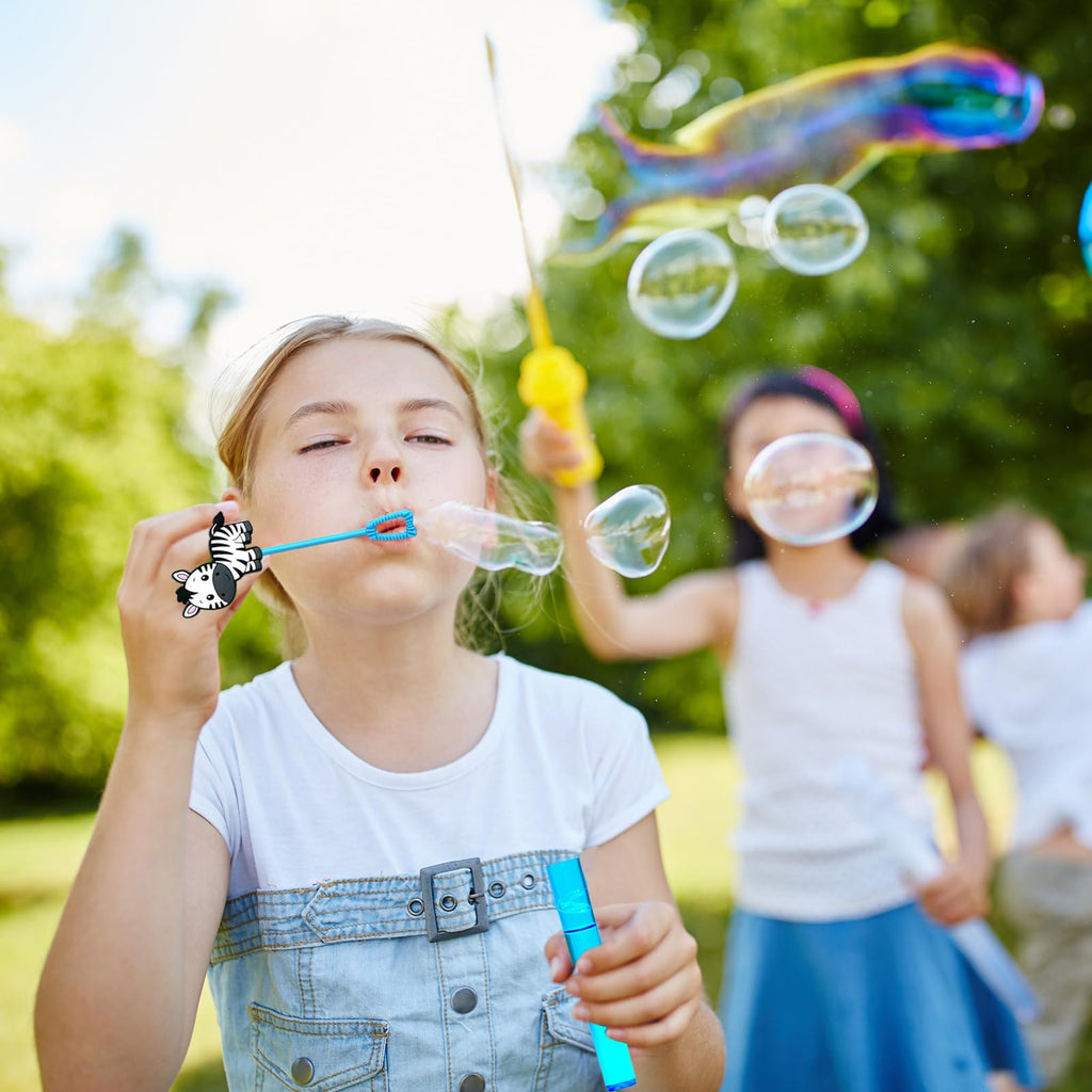 uoyoi Jungle Safari Bubble Wands 24pcs — Kids Party Favors, Zoo Theme Birthday Supplies