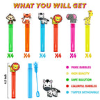 uoyoi Jungle Safari Bubble Wands 24pcs — Kids Party Favors, Zoo Theme Birthday Supplies
