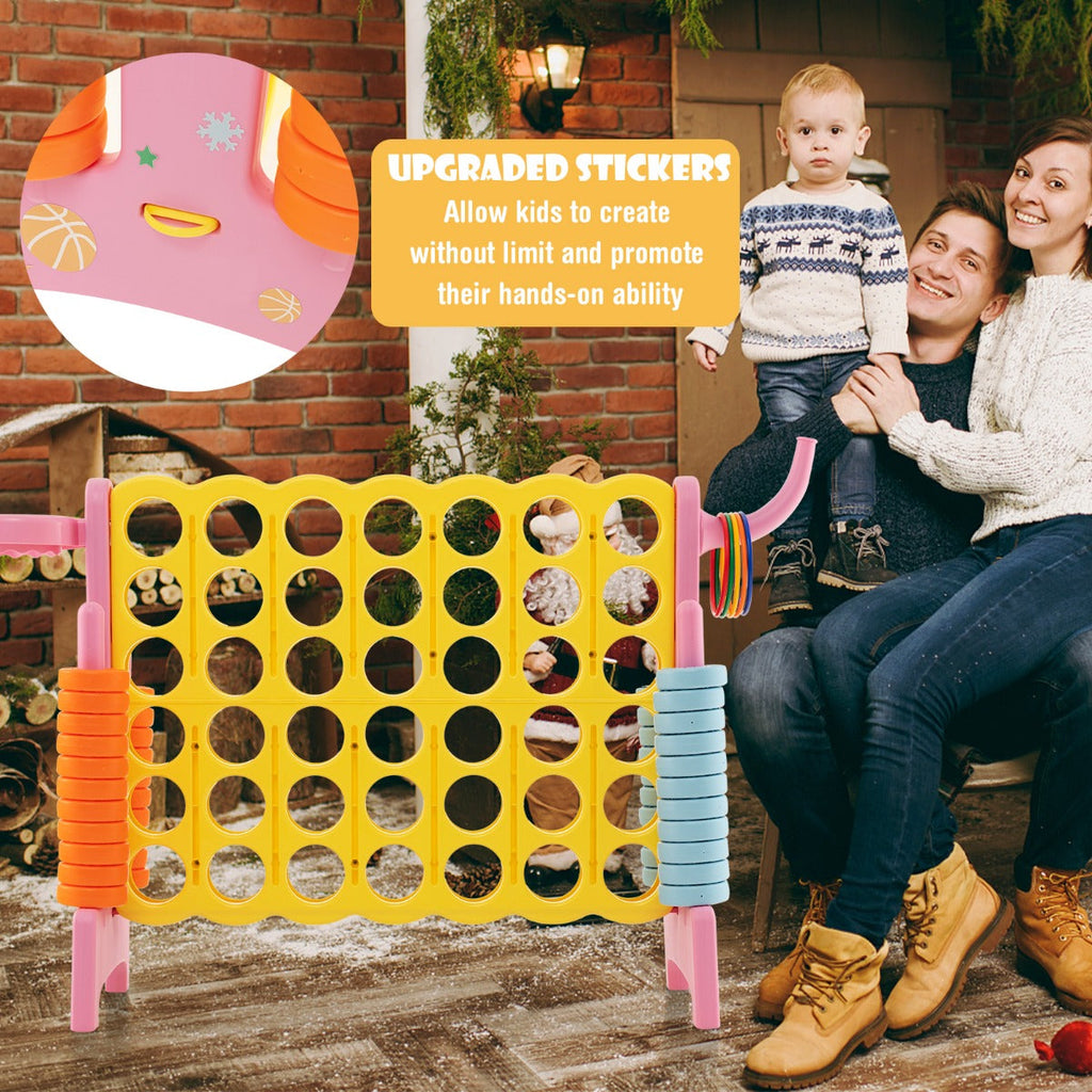 Upgraded 4-to-Score Game Set with Basketball Hoop and Toss Ring for Kids and Adults-Navy