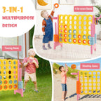 Upgraded 4-to-Score Game Set with Basketball Hoop and Toss Ring for Kids and Adults-Navy