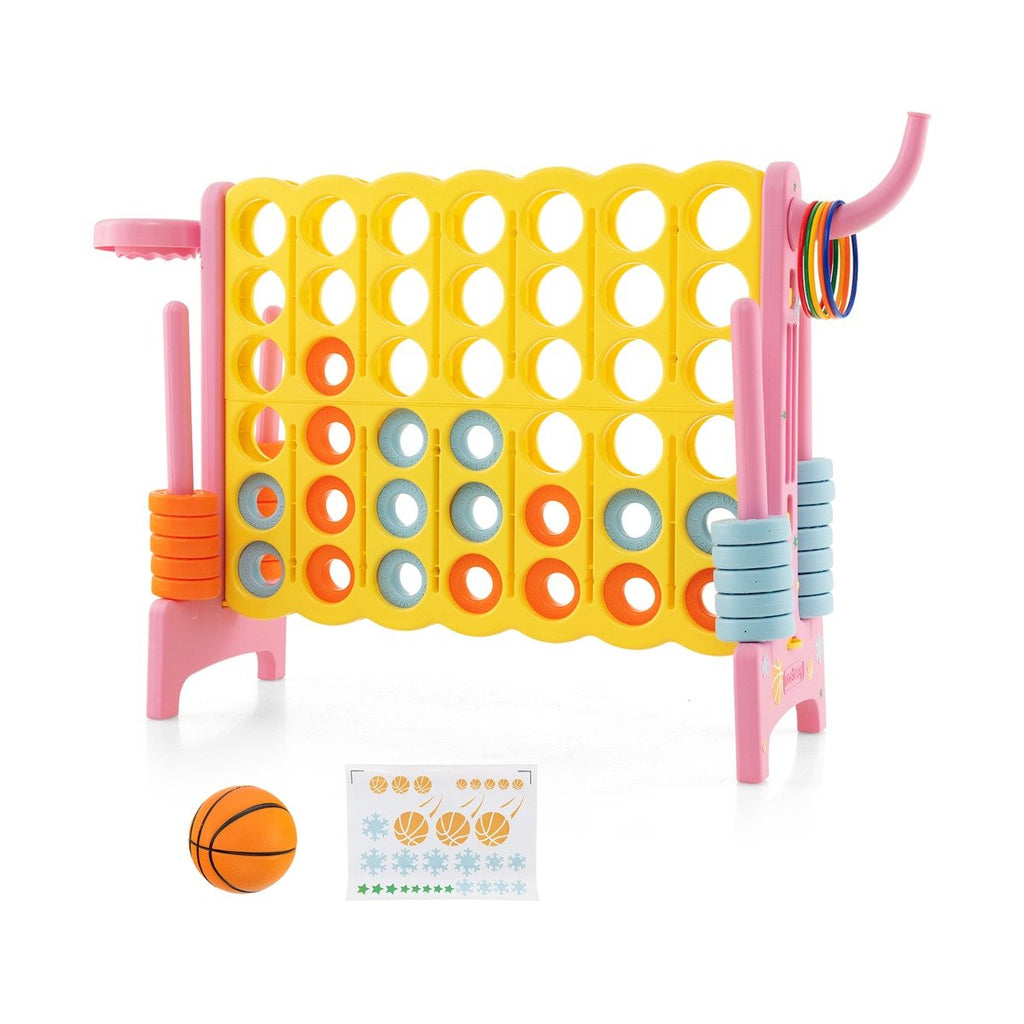 Upgraded 4-to-Score Game Set with Basketball Hoop and Toss Ring for Kids and Adults-Navy