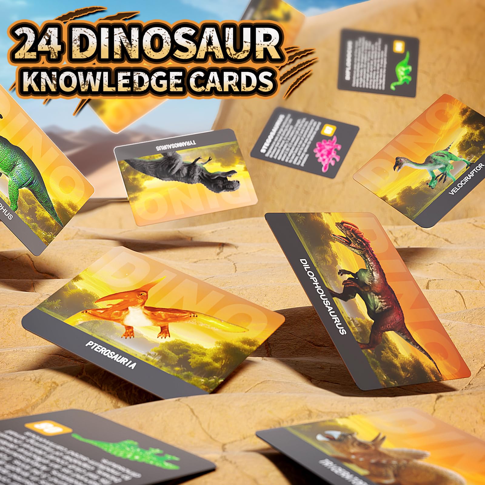 Uregoio 24 Glow-in-the-Dark Dinosaur Eggs Dig Kit – STEM Excavation & Party Favors for Kids