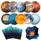 UROINEPA Space Theme Party Decorations – 100 Pcs Galaxy Plates & Napkins for Kids' Space Birthday