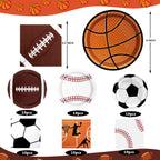 UROINEPA Sports Birthday Decorations 80Pcs – Plates & Napkins Set (Football, Soccer, Baseball, Basketball) for Boys Party