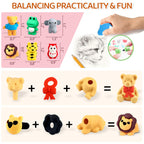 URSKYTOUS 130Pcs Animal Erasers – 3D Puzzle Pencil Erasers for Kids, Classroom Rewards & Party Favors