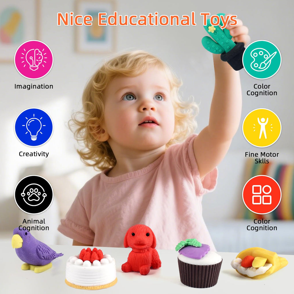 URSKYTOUS 150Pcs Animal Erasers Bulk - 3D Puzzle Erasers for Kids, Classroom Rewards & Party Favors