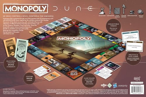 Monopoly: Dune | Officially Licensed Board Game by USAOPOLY – Play as The Ducal Ring, Crysknife & More