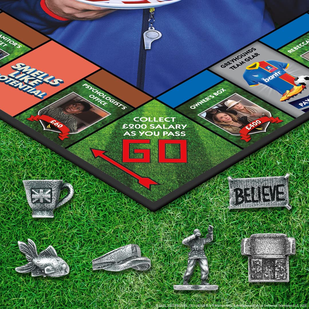 Monopoly Ted Lasso | Officially Licensed Board Game with Believe Sign & Ted’s Visor