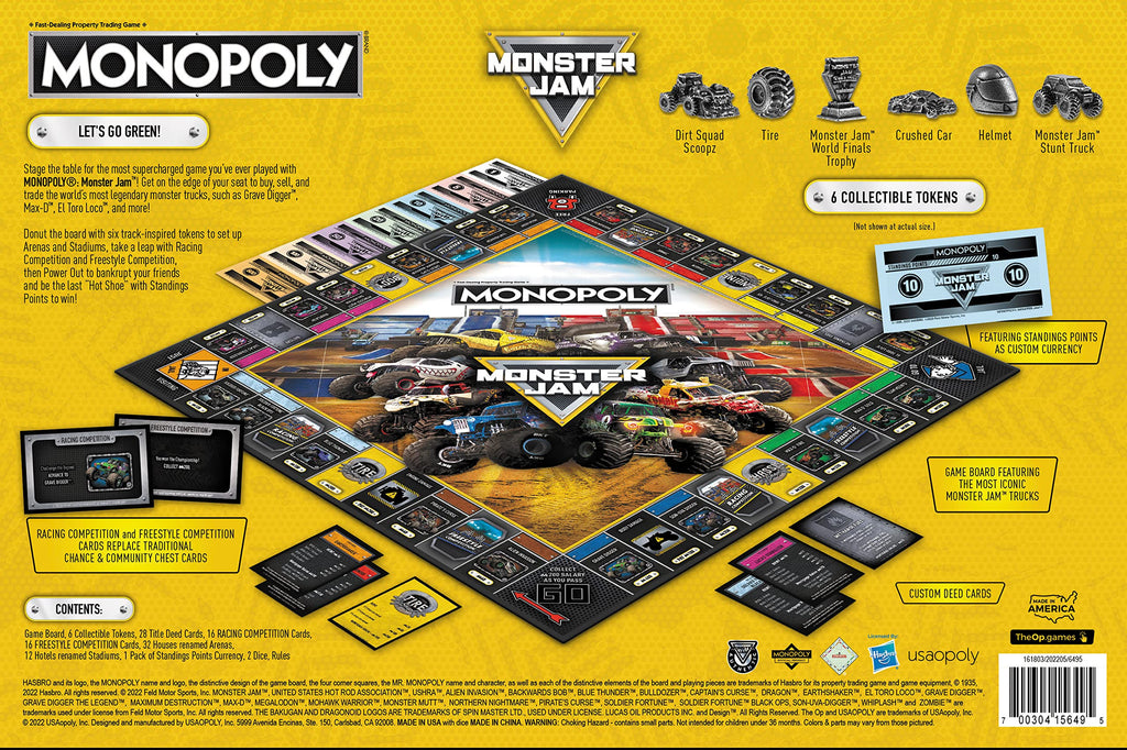 USAOPOLY Monopoly: Monster Jam – Collectible Trucks Including Grave Digger, El Toro Loco