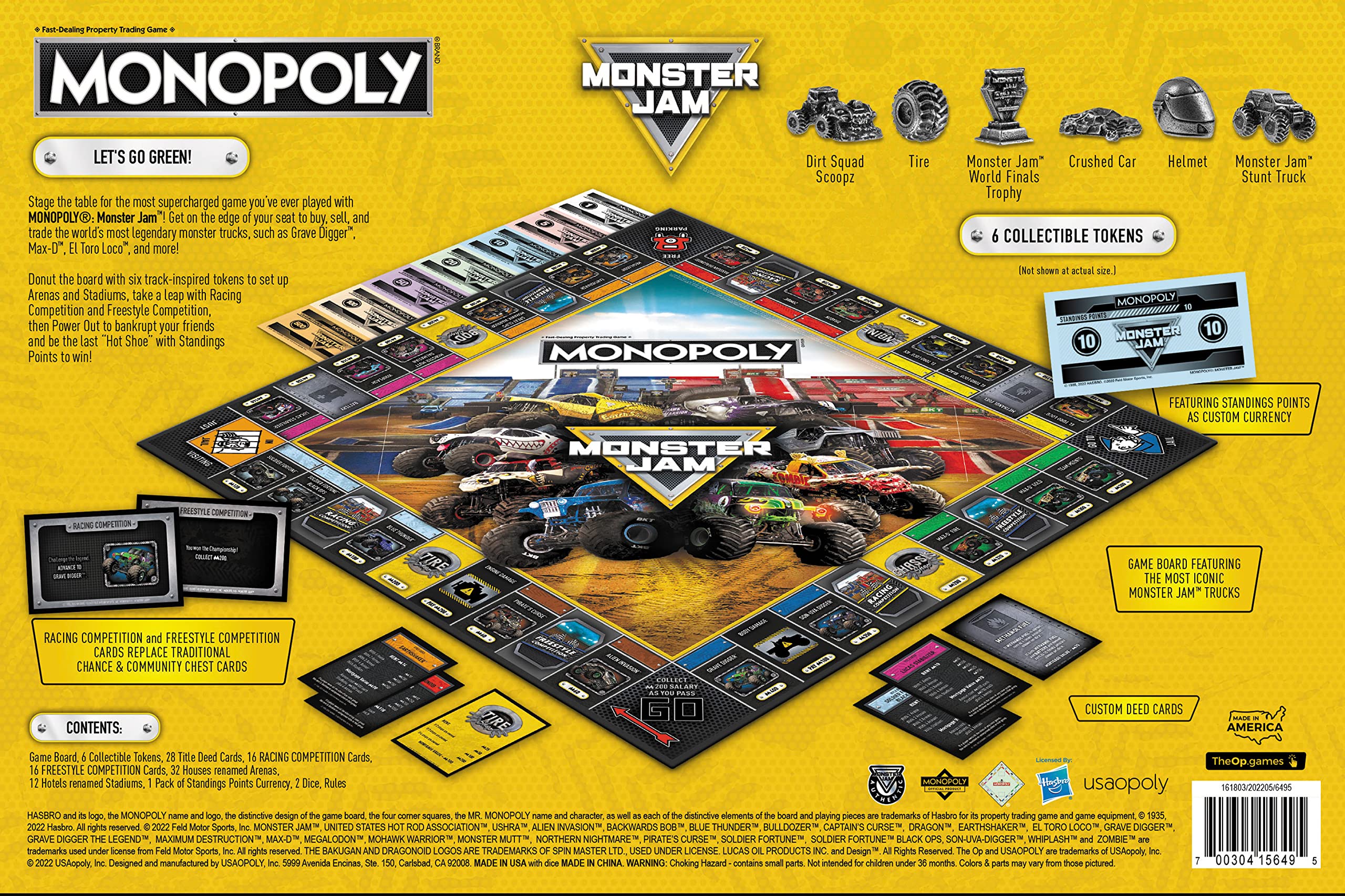USAOPOLY Monopoly: Monster Jam – Collectible Trucks Including Grave Digger, El Toro Loco