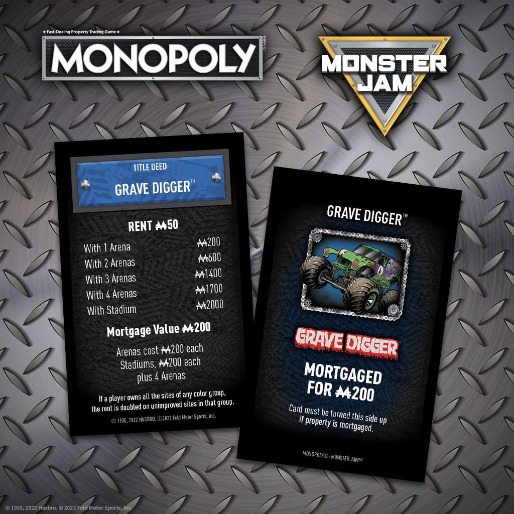 USAOPOLY Monopoly: Monster Jam – Collectible Trucks Including Grave Digger, El Toro Loco