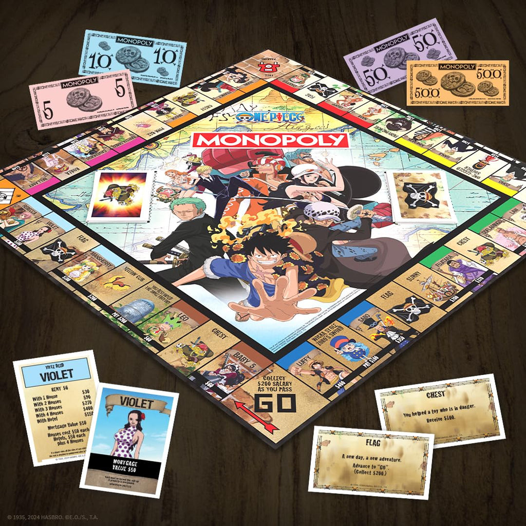 USAOPOLY Monopoly: One Piece Edition Board Game | Dressrosa Adventure & 9 Custom Tokens