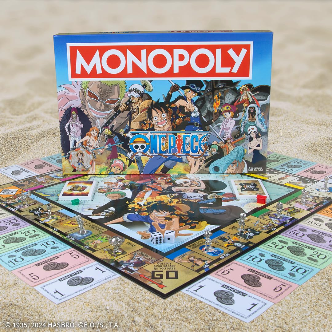 USAOPOLY Monopoly: One Piece Edition Board Game | Dressrosa Adventure & 9 Custom Tokens