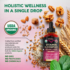 USDA Organic Vitamin B-Complex B5 Pantothenic Acid | B12 Methylcobalamin | B1 Thiamine | B6 Pyridoxine | B7 Biotin | B9 Folic | B3 Niacinamide - B Complex Liquid Drops, Made in USA Supplement, 4fl oz