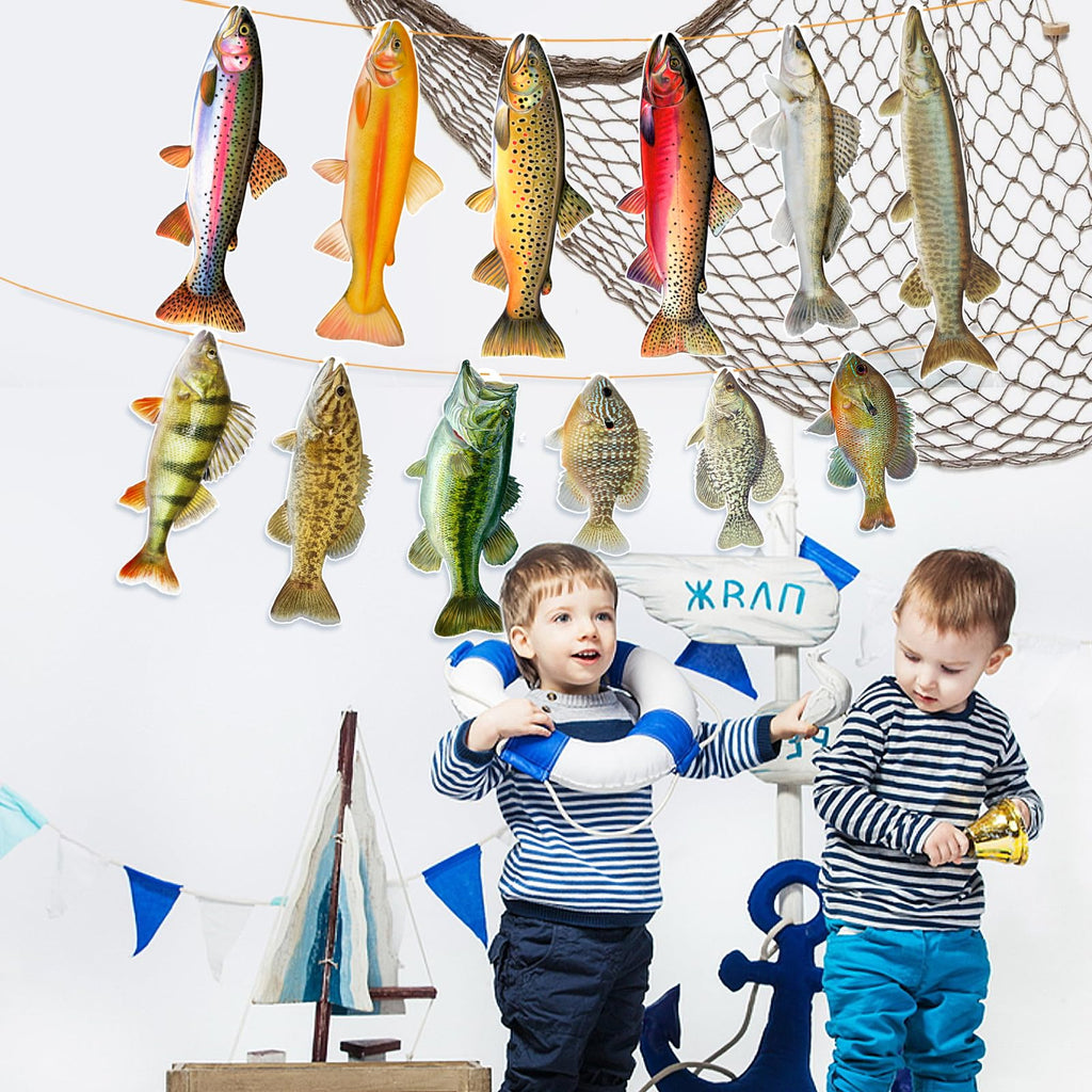 Ushinemi Fishing Birthday Decorations — Gone Fishing Banner for Adults and Kids