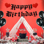 Ushinemi Pre-Strung Goth Birthday Banner – Glitter Gothic Party Decor