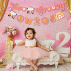Ushinemi Two Groovy Party Decorations — Hippie Hanging Banner & Boho Garland for Kids