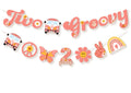 Ushinemi Two Groovy Party Decorations — Hippie Hanging Banner & Boho Garland for Kids