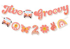 Ushinemi Two Groovy Party Decorations — Hippie Hanging Banner & Boho Garland for Kids