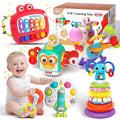 usrela 5 in 1 Baby Toy for 9-18 Months | Stacking, Sensory Cube & Piano Xylophone