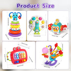 usrela 5 in 1 Baby Toy for 9-18 Months | Stacking, Sensory Cube & Piano Xylophone