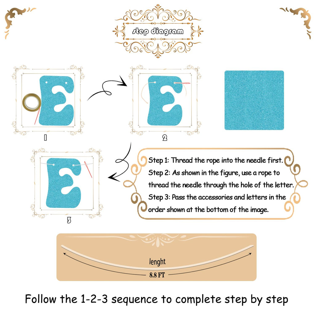 Usumz Four the First Time in Forever Banner | Snowflake 4th Birthday Decoration | Silver & Light Blue Glitter