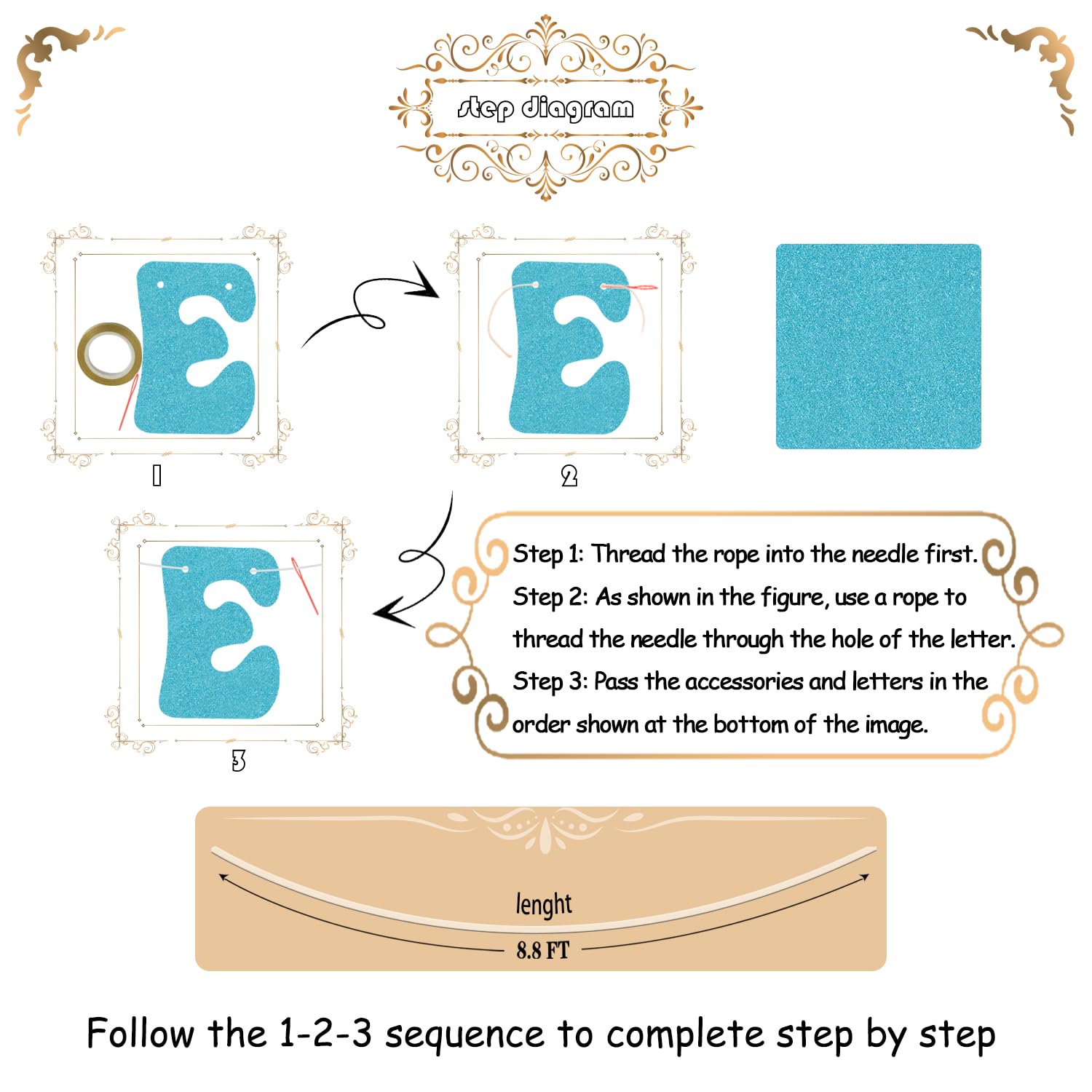 Usumz Four the First Time in Forever Banner | Snowflake 4th Birthday Decoration | Silver & Light Blue Glitter