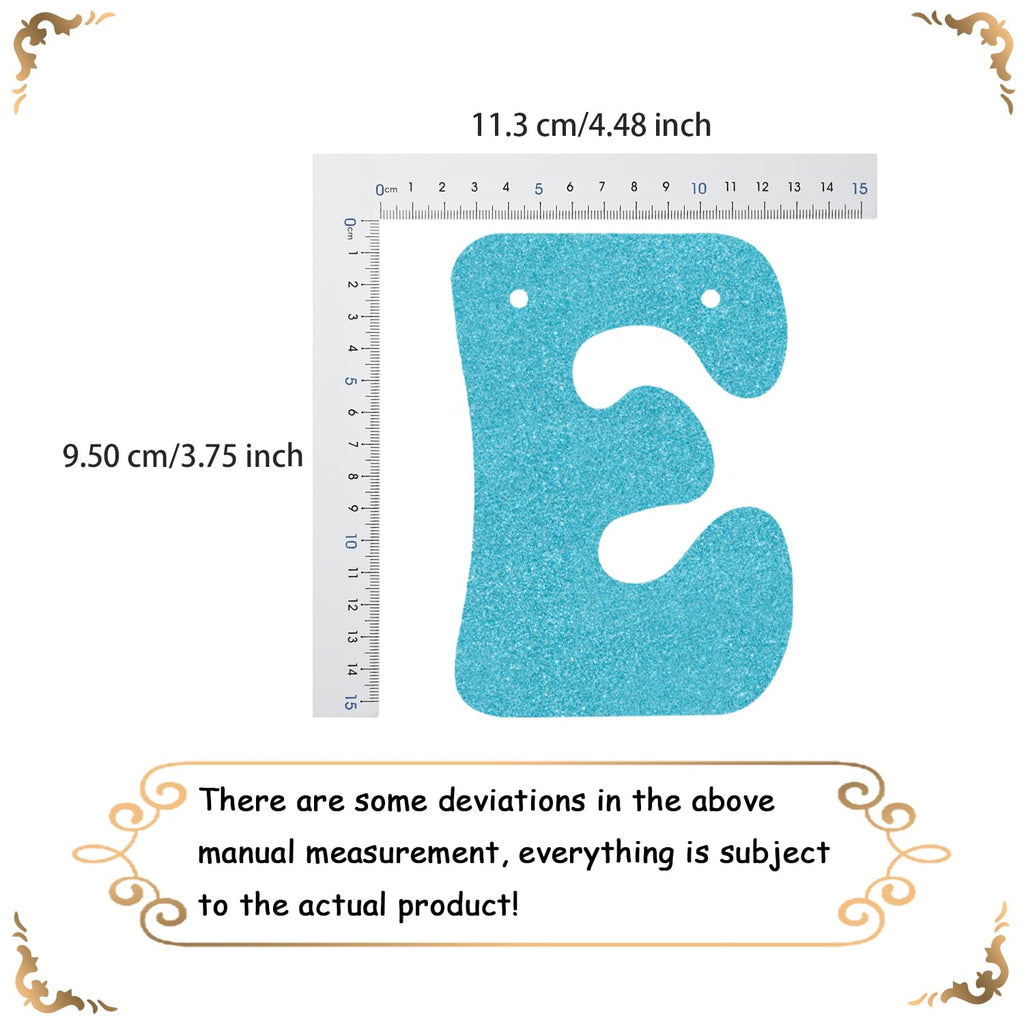 Usumz Four the First Time in Forever Banner | Snowflake 4th Birthday Decoration | Silver & Light Blue Glitter