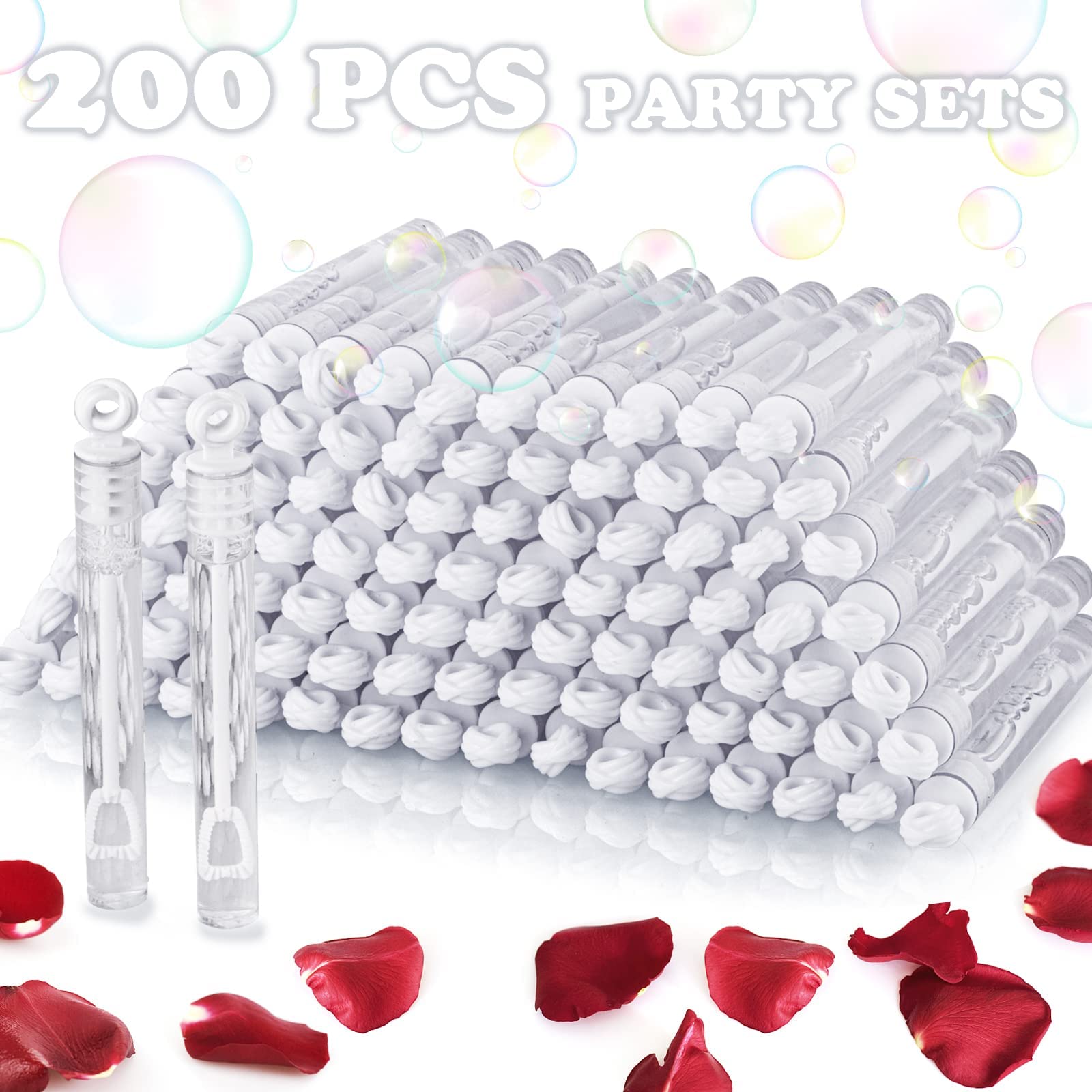 Uzoxlsn 200 Pack Mini Bubble Wands White - Wedding Supplies, Party Favors & Gifts Bulk