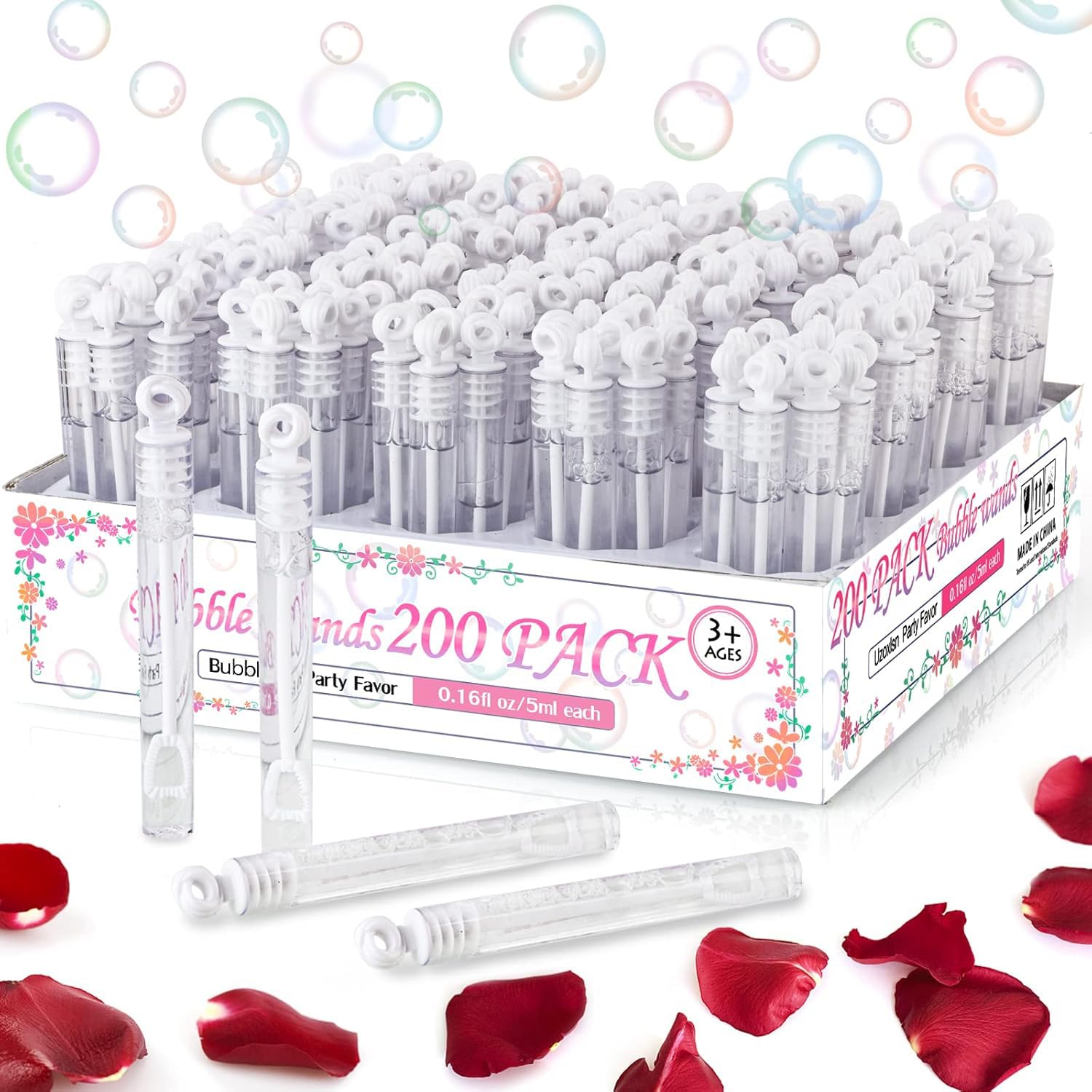 Uzoxlsn 200 Pack Mini Bubble Wands White - Wedding Supplies, Party Favors & Gifts Bulk