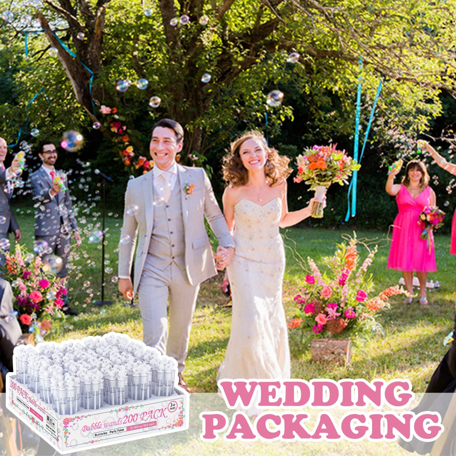 Uzoxlsn 200 Pack Mini Bubble Wands White - Wedding Supplies, Party Favors & Gifts Bulk