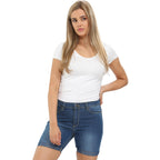 Enzo Womens Denim Shorts Skinny Fit Stretch Jeans Casual Ladies Half Pants UK