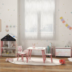 ZONEKIZ Kids and Table Chairs, Children Desk with Two Chairs, Toddler Furniture Set, for Ages 3-6 Years - Pink