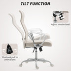 HOMCOM Fabric High Back Office Chair - Cream White