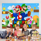 VAESCOL Mario Wall Decor Backdrop – 5x3 ft Birthday Party Banner