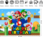VAESCOL Mario Wall Decor Backdrop – 5x3 ft Birthday Party Banner