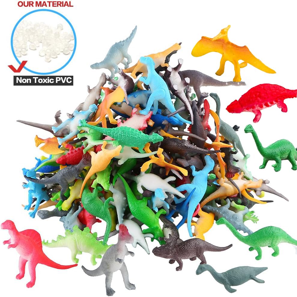 ValeforToy 82-Piece Mini Dinosaur Set - Party Favors & Cupcake Toppers