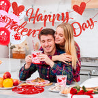 Valentine's Day Party Supplies – Serve 16 with Heart Plates, Napkins, Cups & Tablecloth