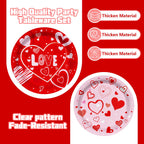 Valentine's Day Party Supplies – Serve 16 with Heart Plates, Napkins, Cups & Tablecloth