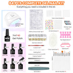 VANREESA 84-Piece Gel Nail Polish Kit with UV Lamp and Almond Nail Tips – 40 All‑Season Colors for Beginners