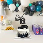 Varpotle Bruh I’m 16 Cake Topper – Black Glitter 16th Birthday Decorations for Teens