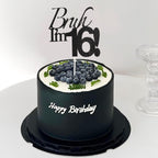 Varpotle Bruh I’m 16 Cake Topper – Black Glitter 16th Birthday Decorations for Teens