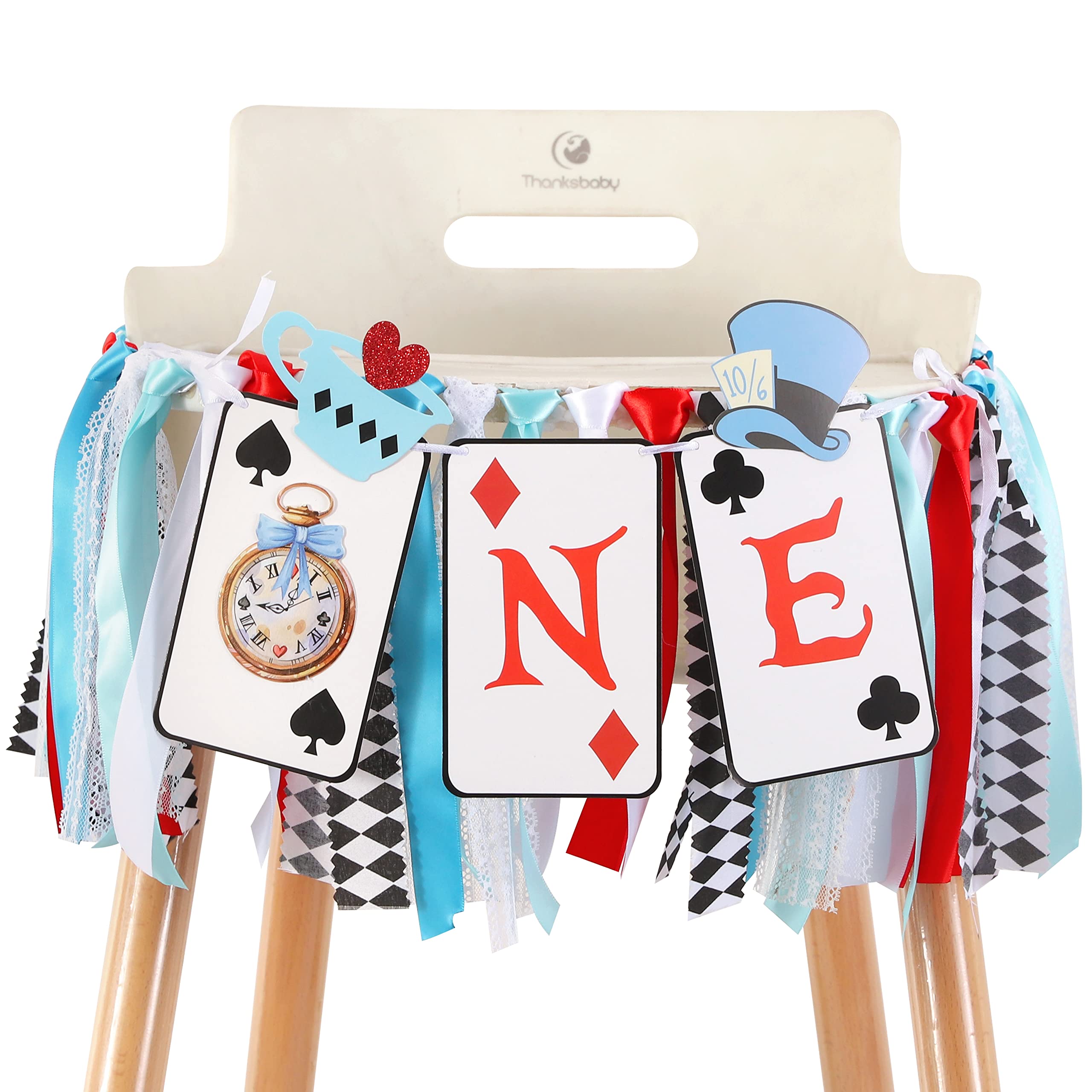 VAVAYAO Alice in Wonderland One High Chair Banner – 1st Birthday Decorations