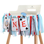 VAVAYAO Alice in Wonderland One High Chair Banner – 1st Birthday Decorations