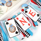 VAVAYAO Alice in Wonderland One High Chair Banner – 1st Birthday Decorations