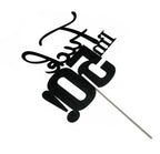 Veegood Birthday Cake Toppers Black Glitter – Fifty Topper for 50th Birthday