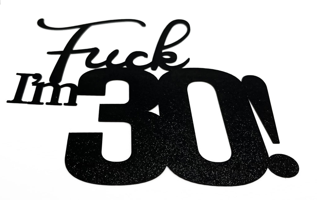 Veegood 30th Birthday Cake Topper - Black Glitter, Double-Sided