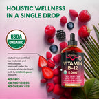 USDA Organic Vitamin B12 Sublingual Drops – 5000 mcg, 4 oz, 4 Month Supply