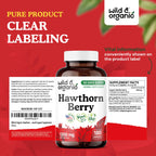 Wild & Organic Hawthorn Berry Capsules 1200 mg - 180 Count | Vegan, Non-GMO